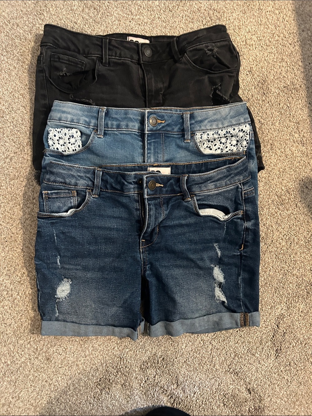 SO Blue Distressed Denim Shorts for girls
